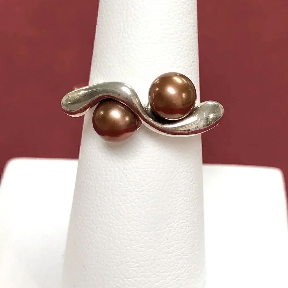 Signed Hagit Gorali Israel Sterling silver 925 Brown Pearl Ring